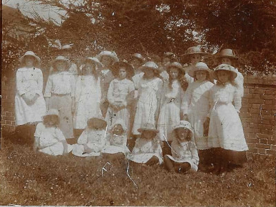 Girls dressed in white