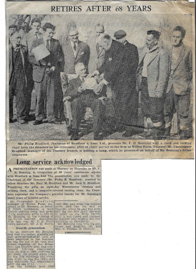 Newspaper cutting -retiring after 68 years