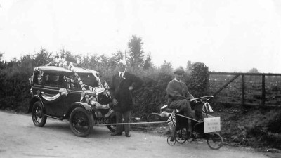 Old car and quadcycle.