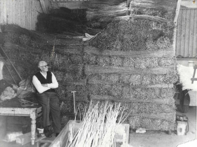 Earle Male in withy shed at Brookside.