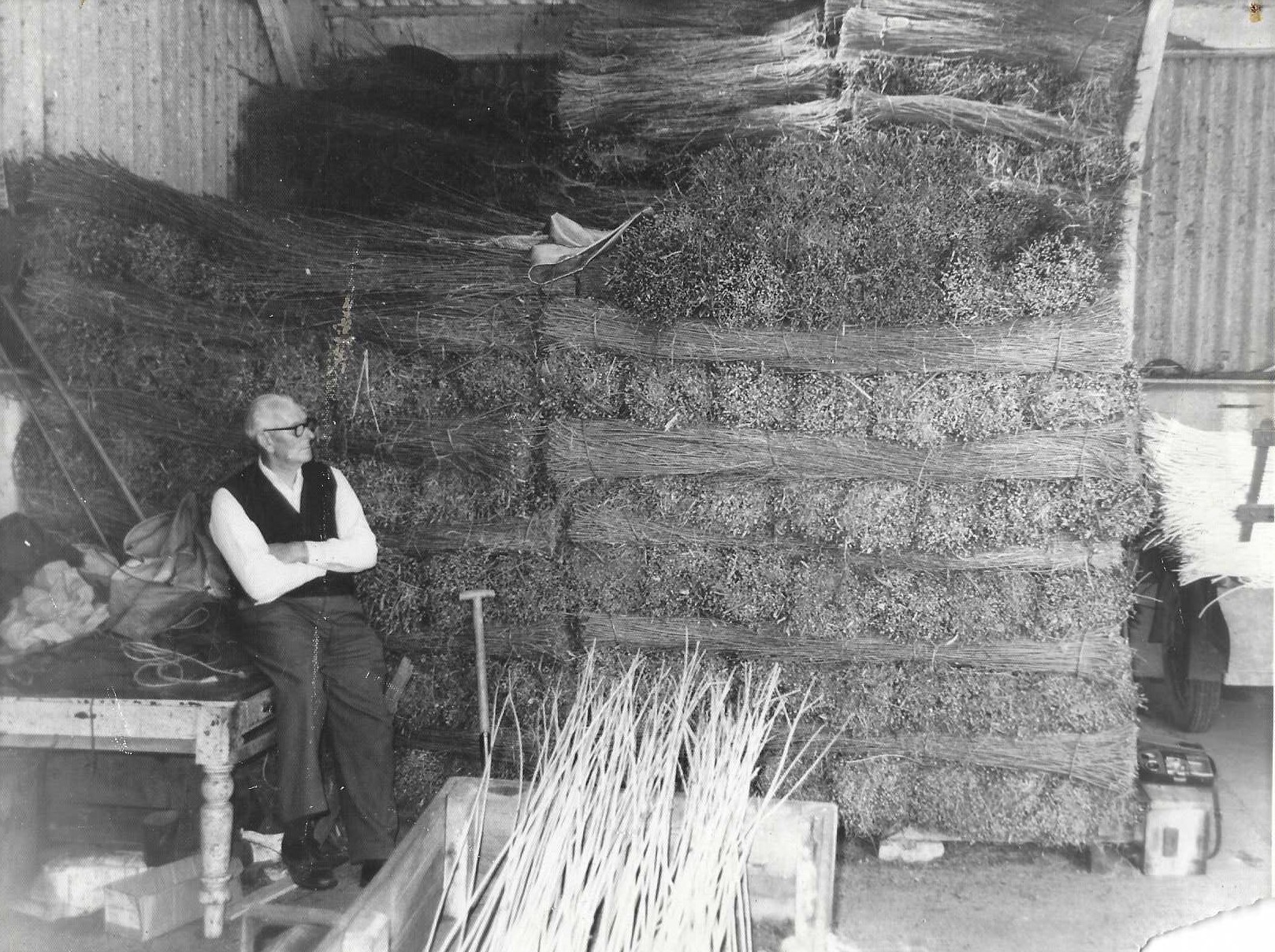 Earle Male in withy shed at Brookside.