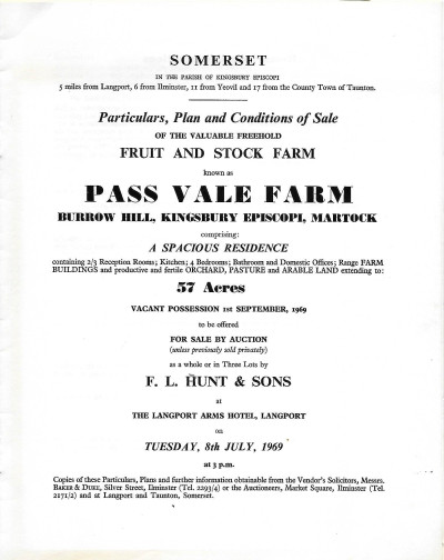 Auction Details for the Sale of Pass Vale Farm