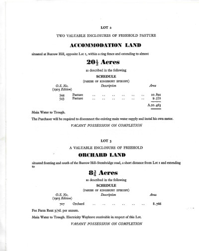 Details of lots for sale by auction at Pass Vale Farm