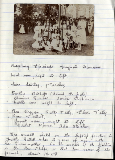 Kingsbury Episcopi Maypole Dancers circa 1908 with names & notes