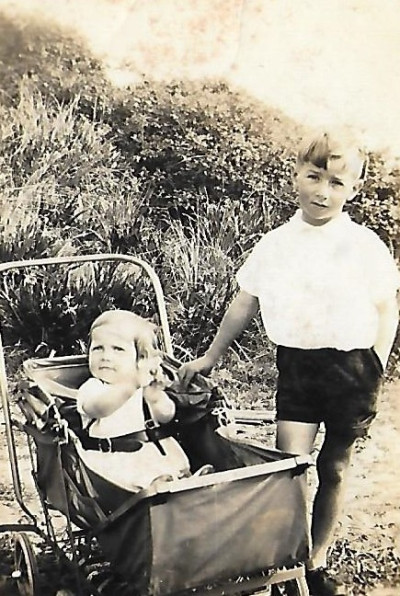 Esme Salway in pram