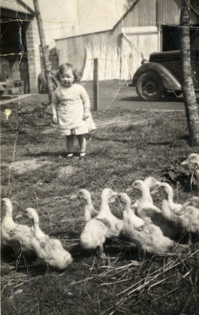 Doreen with farmyard birds.