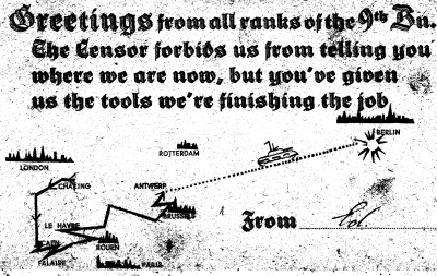 Reverse of 1944/45 Armed Forces Greeting Card