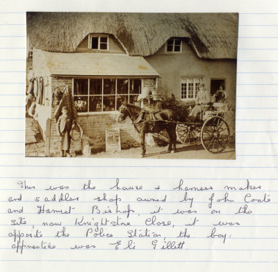Bishops - harness maker and saddlery shop with horse and trap outside.