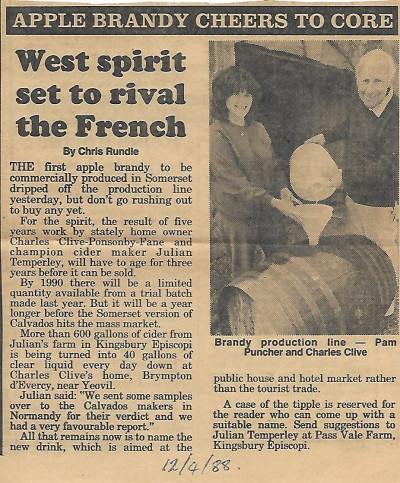 The First  Cider Apple Brandy in Somerset