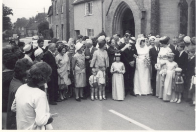 Wedding of Hugh & Sandra Male outside of Methodist Church.