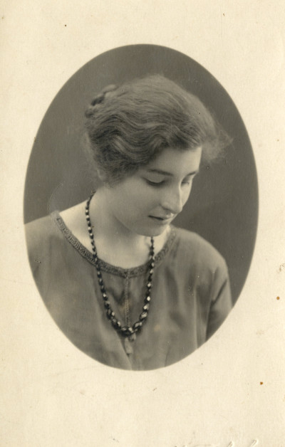 Young Woman in Oval Studio Photo on Postcard