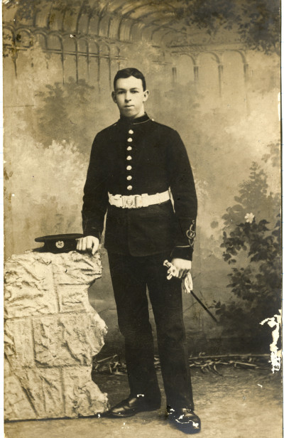Young man in military uniform