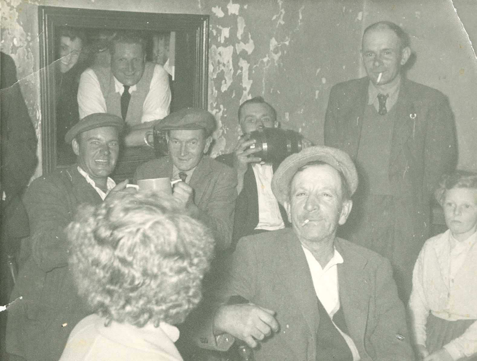 Nellie & Jack Bunston and customers in The Rusty Axe