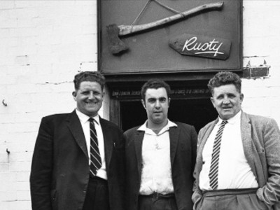 Jack Bunston with brother and friend outside The Rusty Axe