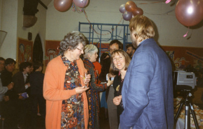 Thelma Salway, at her leaving party with staff and parents