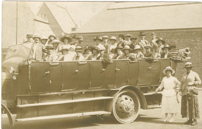Village outing in a charabanc.