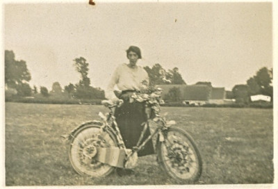Kate Satherley with decorated bicycle.