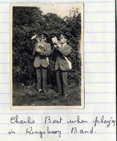 Two members of Kingsbury Band with instruments