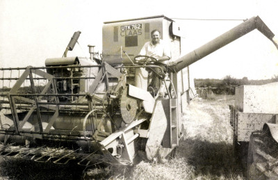 Herbert (Herbie) Lock on combine harvester