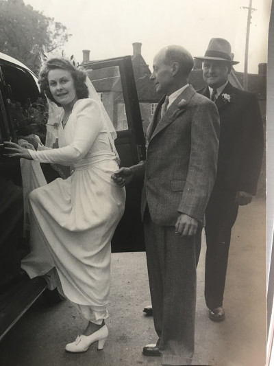 Theresa Burrows - with her father Francis (Frank) Burrows - wedding day