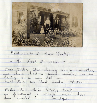Post card of family group, printed in New York