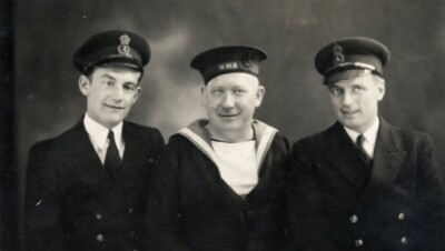 Reg Vaughan with Navy comrades