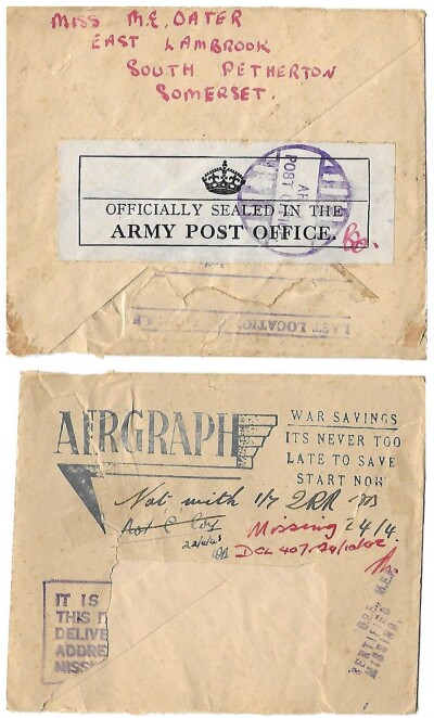 Letter never received - envelopes