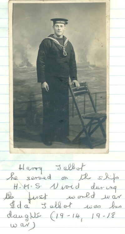 Harry Talbot in Navy Uniform WW1