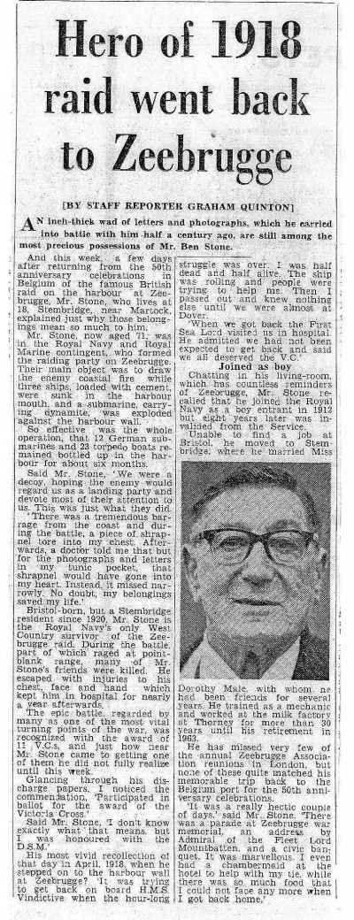 Hero of 1918 raid went back to Zeebruggge