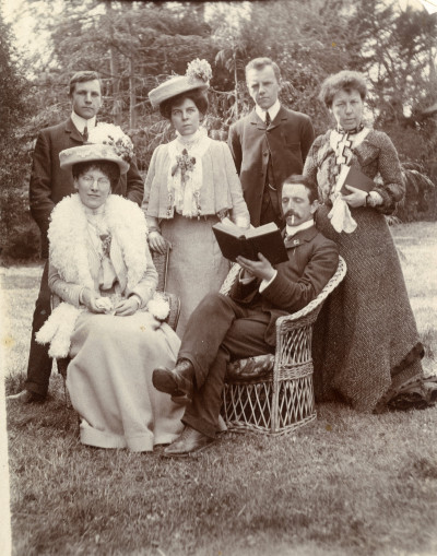 Edwardian group three men and three women at Thorney House