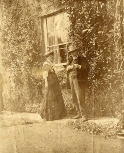 Two adults outside Thorney House