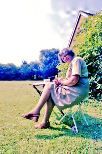 Mrs.Puddy Sitting in Back Garden