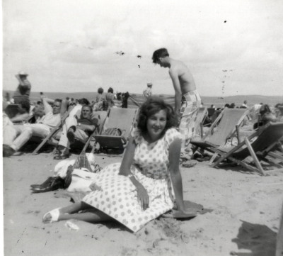 Betty White nee Lock on beach