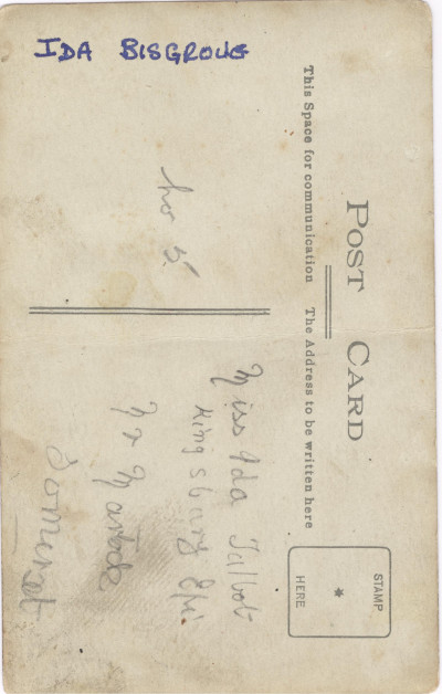 Notes on revers of 693 Ida Bisgrove nee Talbot.