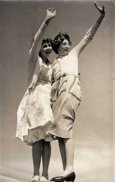 Elaine Heathman and Patricia Vaughan on Burrow Hill 1956